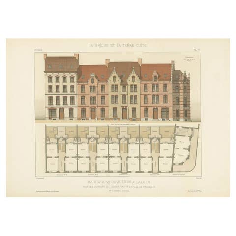 Belgian Architectural Plate – Habitations Ouvrières à Laeken by Jamaer, c.1900
