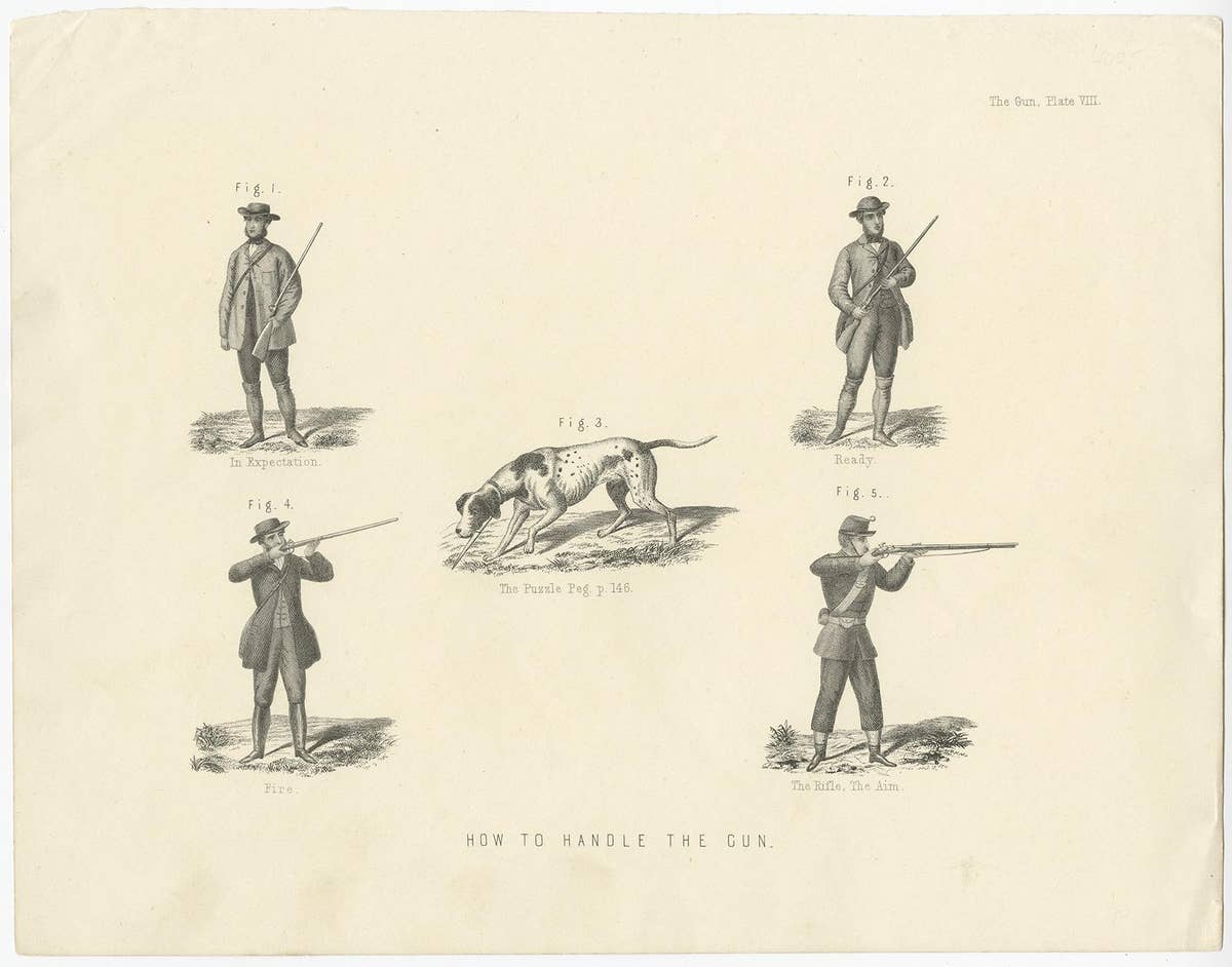 Old Print on How to Handle the Gun, circa 1855