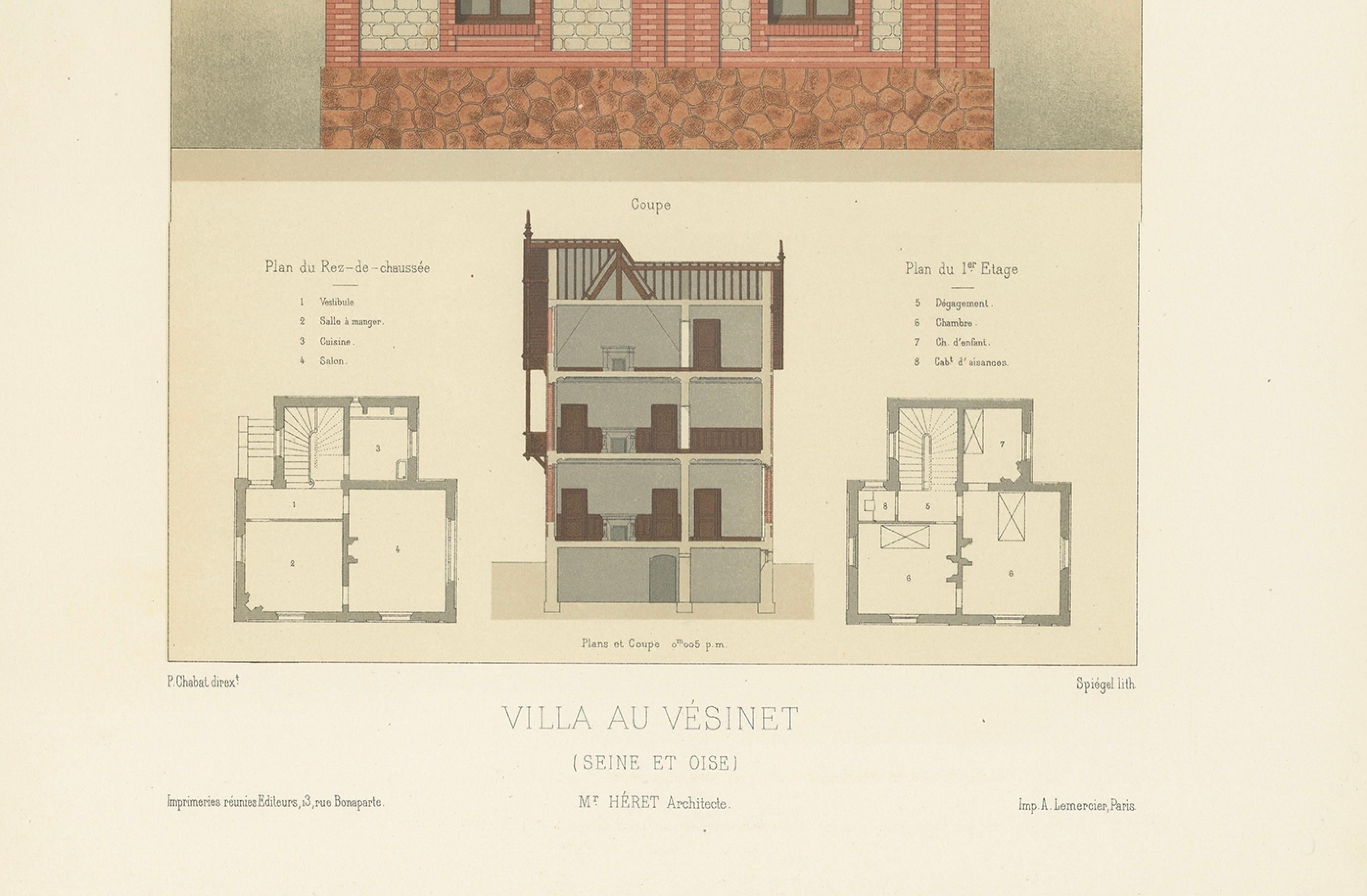 Pl. X Villa au Vsinet, Chabat, um 1900 (20. Jahrhundert) im Angebot