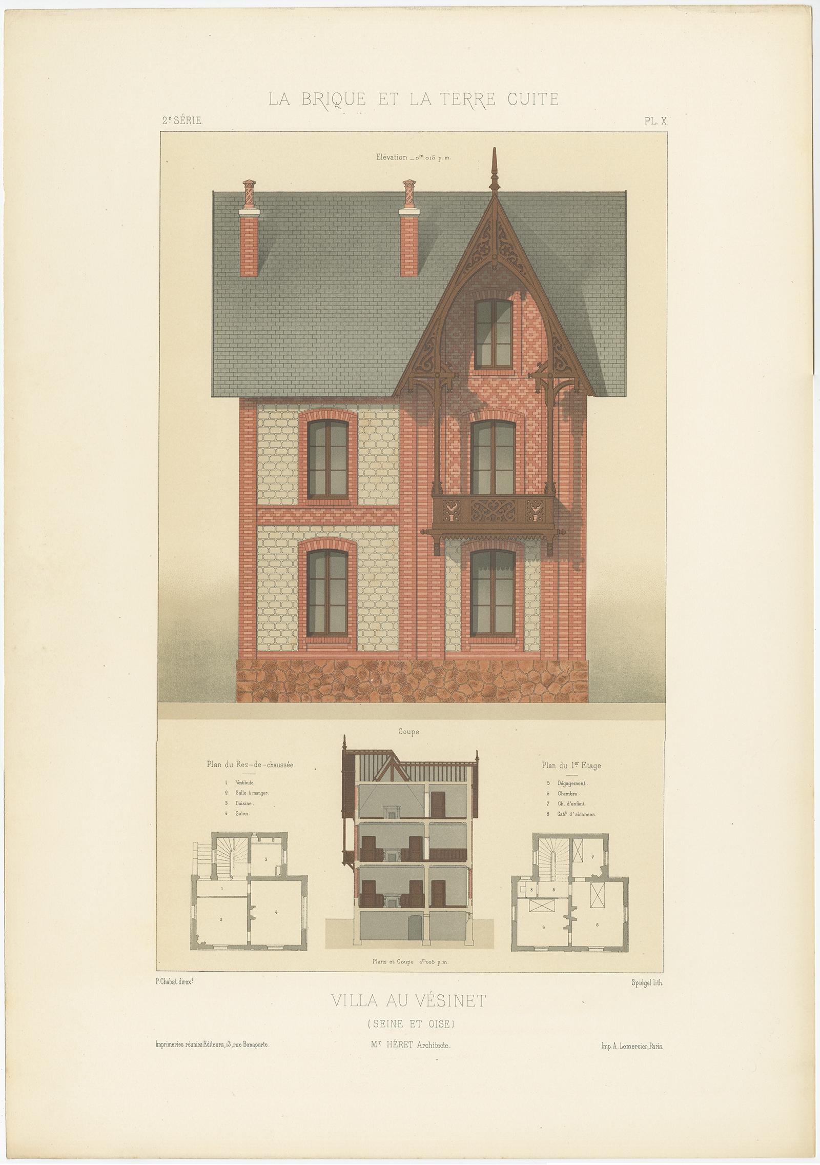 Pl. X Villa au Vsinet, Chabat, um 1900 im Angebot 3