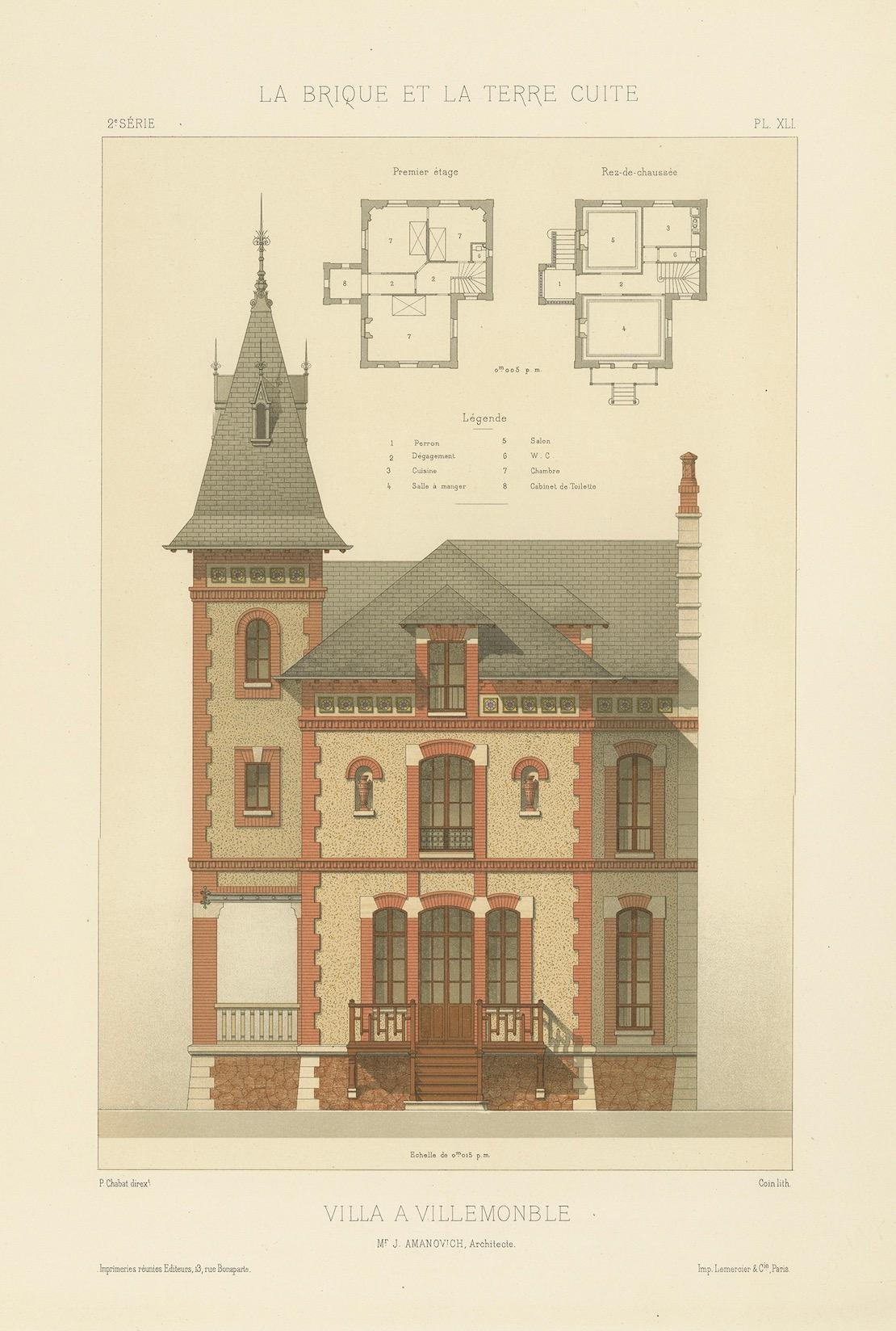 Pl. XLI Villa A Villemonble, Chabat, um 1900, XLI im Angebot 1