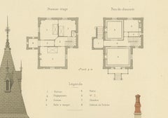Antique French Print Villa à Villemomble by J. Amanovich Architecte, Chabat 1900