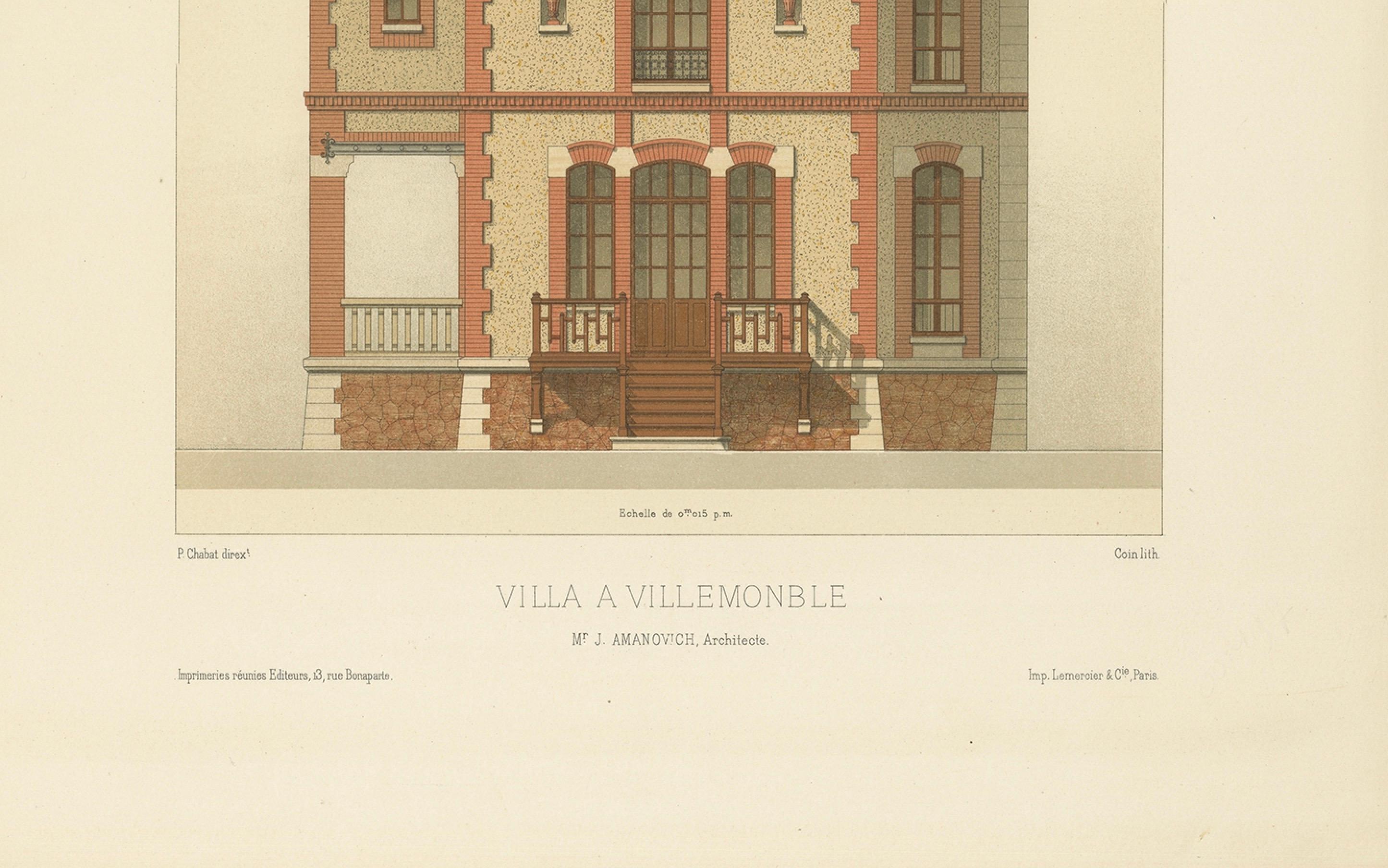 Pl. XLI Villa A Villemonble, Chabat, um 1900, XLI im Zustand „Gut“ im Angebot in Langweer, NL