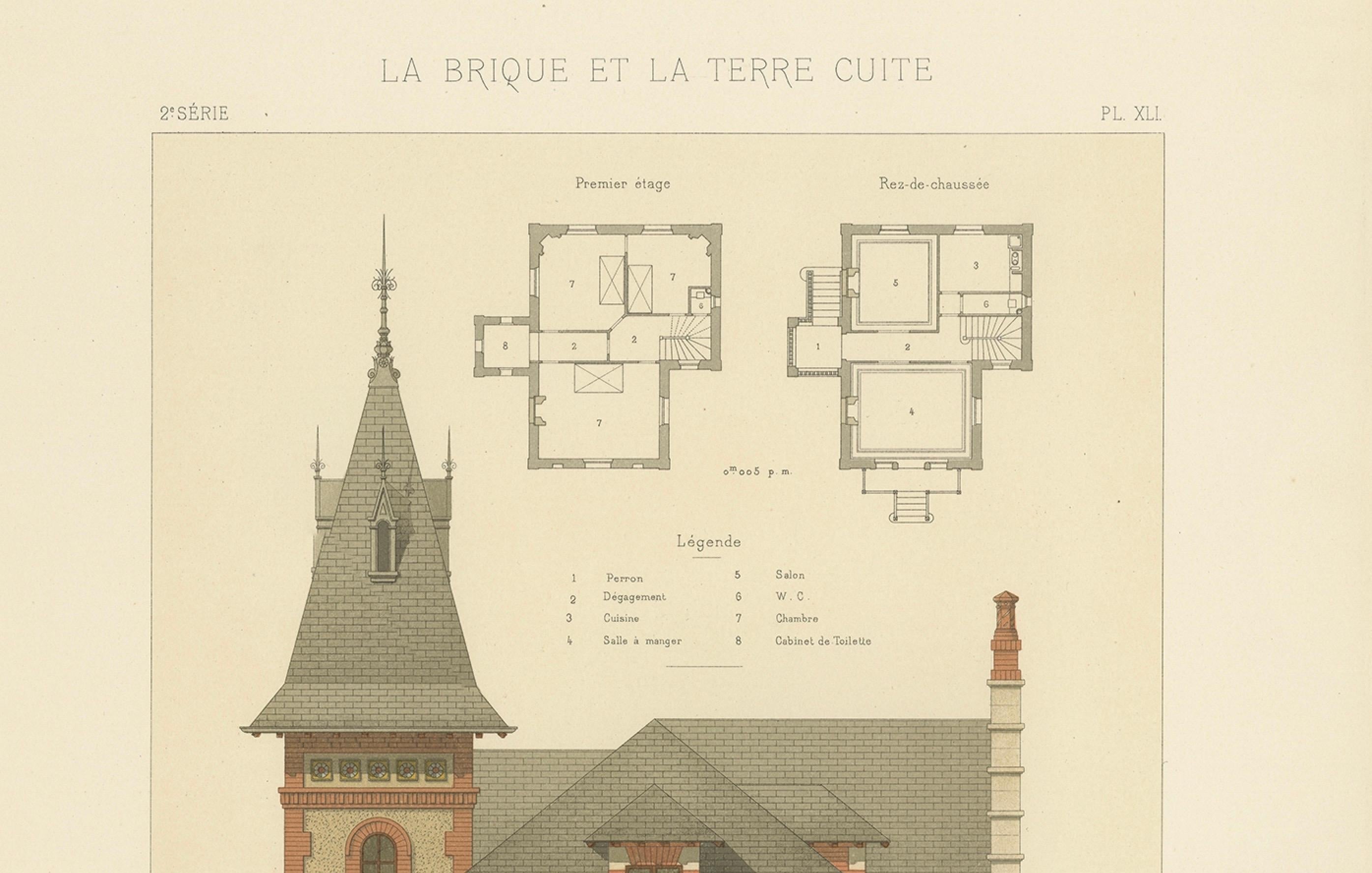Pl. XLI Villa A Villemonble, Chabat, um 1900, XLI (20. Jahrhundert) im Angebot