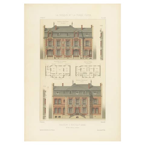Antique French Print Maison à Neuilly by Paul Sédille Architecte, Chabat c.1900