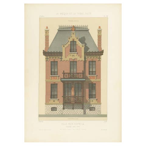 Antique French Print Villa Mon Caprice Villers-Sur-Mer by Chabat c.1900