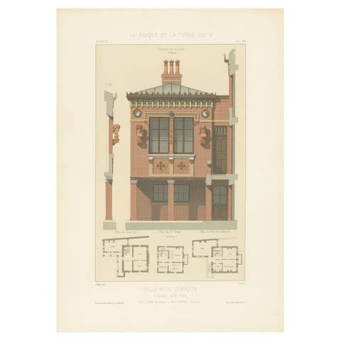 Antique Print of Villa Mon Caprice, Villers-sur-Mer by E. Macé, c.1900