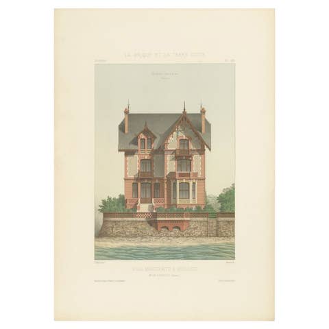 Antique French Architectural Print Villa Marguerite à Houlgate by Chabat c.1900