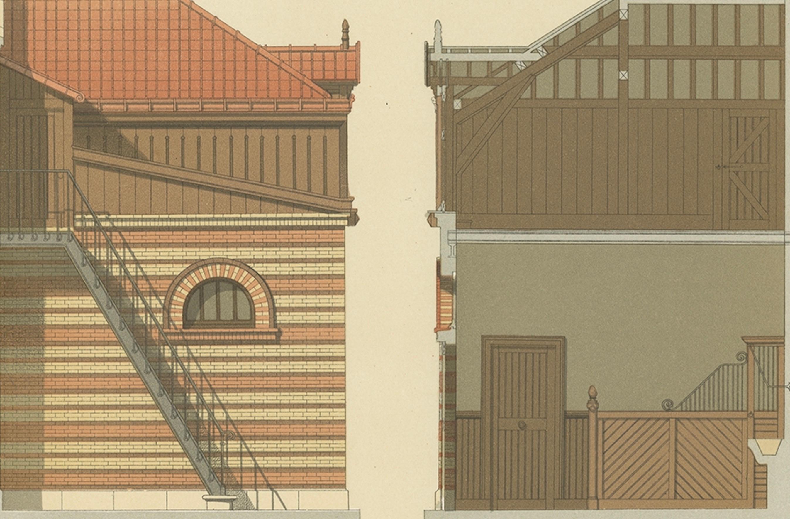 20th Century Antique French Architectural Print Ecuries, Boulevard Beauséjour c.1900 For Sale
