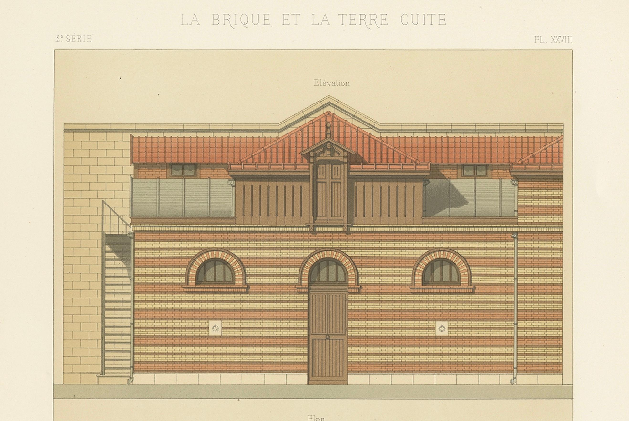 Antique French Architectural Print Ecuries, Boulevard Beauséjour c.1900 For Sale 1