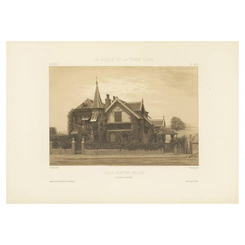 Antique French Architectural Print Villa Eugène Decan by Pierre Chabat c.1900