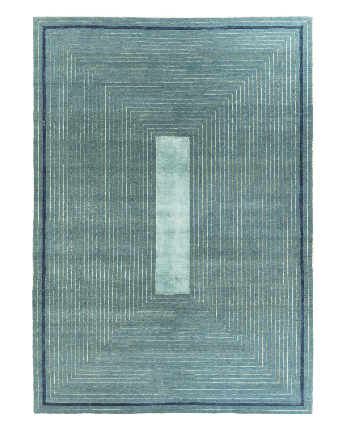 Italian Sandy Neutral PL104 Plano Rectangular 300 Rug in Hand - Knotted Wool by Mohebban For Sale