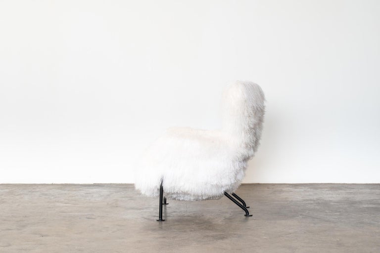 PL19 or Tre Pezzi Armchair by Franco Albini in White Mongolian Wool, Poggi In Good Condition For Sale In Montecatini Terme, IT