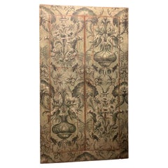 Antique Placard built-in wardrobe richly painted green background jungle-like floral 