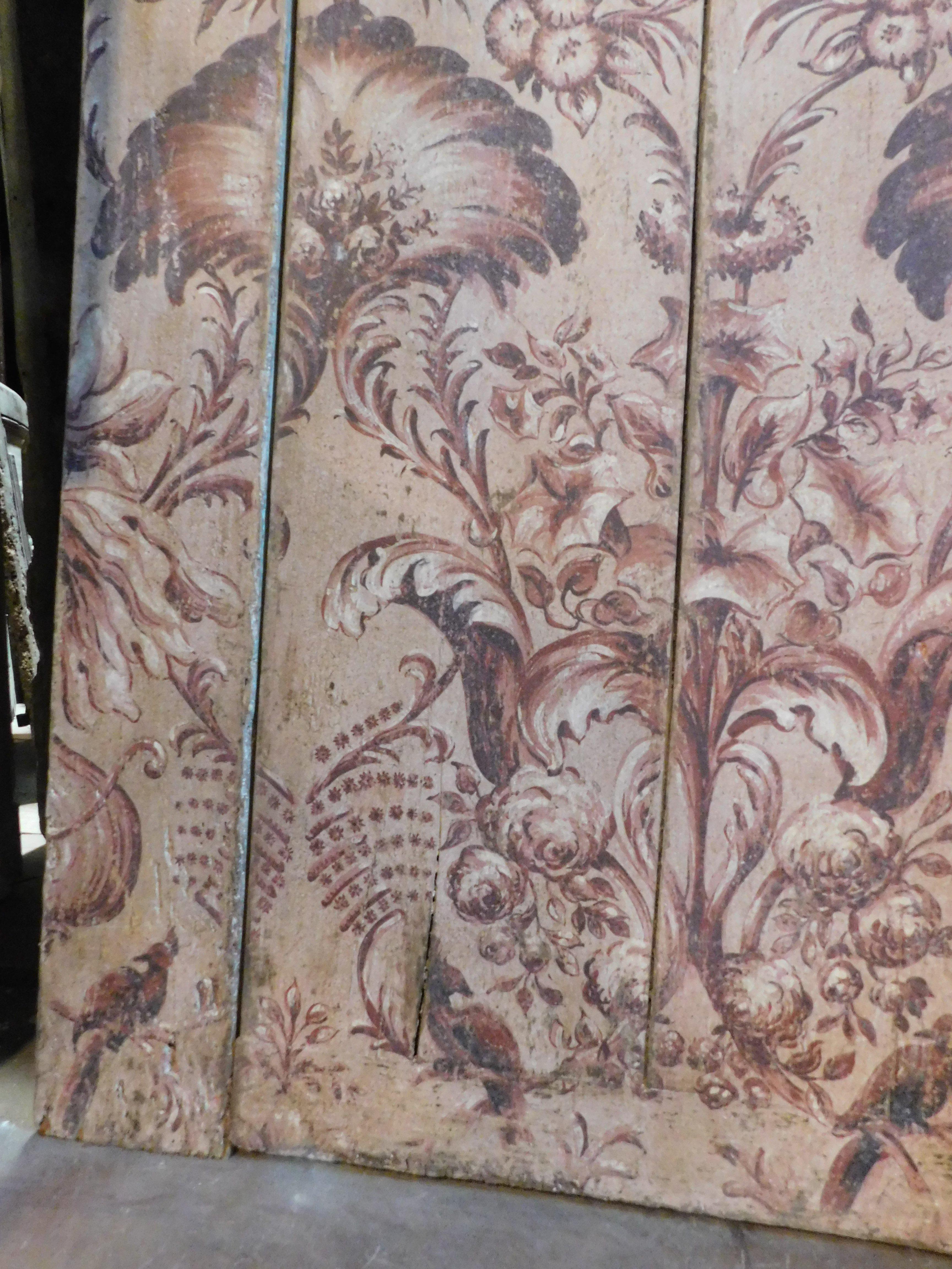 Placa, armario de pared o puerta, ricamente pintada con adornos florales de tapicería siglo XIX en venta
