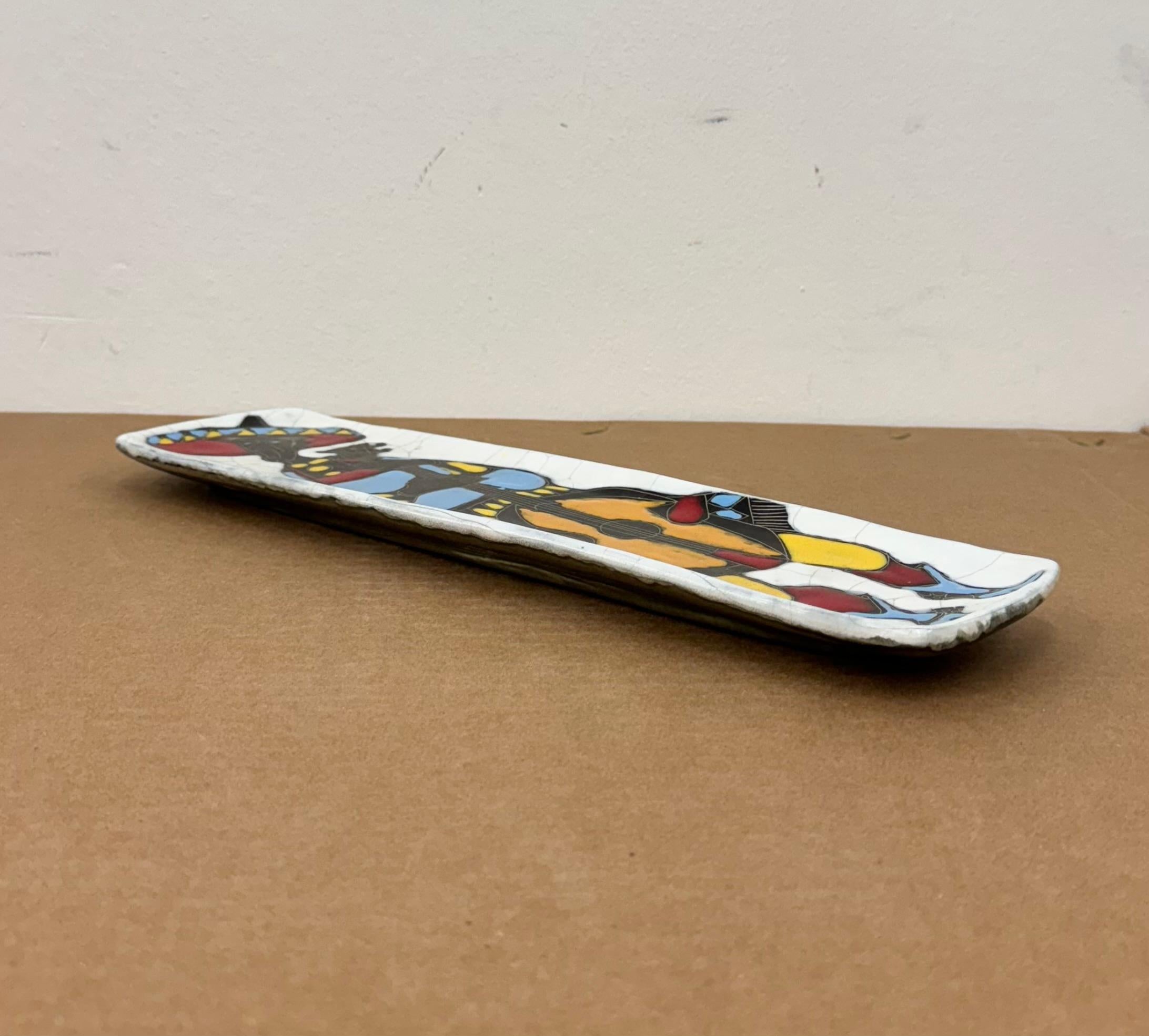 Mid-20th Century Ceramic bas-relief plaque/plate by Bruno Hugo - Arces RSM ceramics
