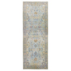 Blaue moderne Sultanabad Handgefertigte Wolle mit Blumenmuster, Moderne