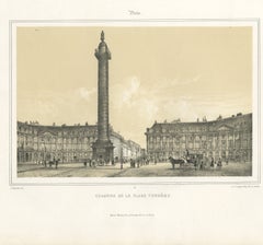 Place Vendome Column, Paris, Antique Lithograph after Jacottet, circa 1850