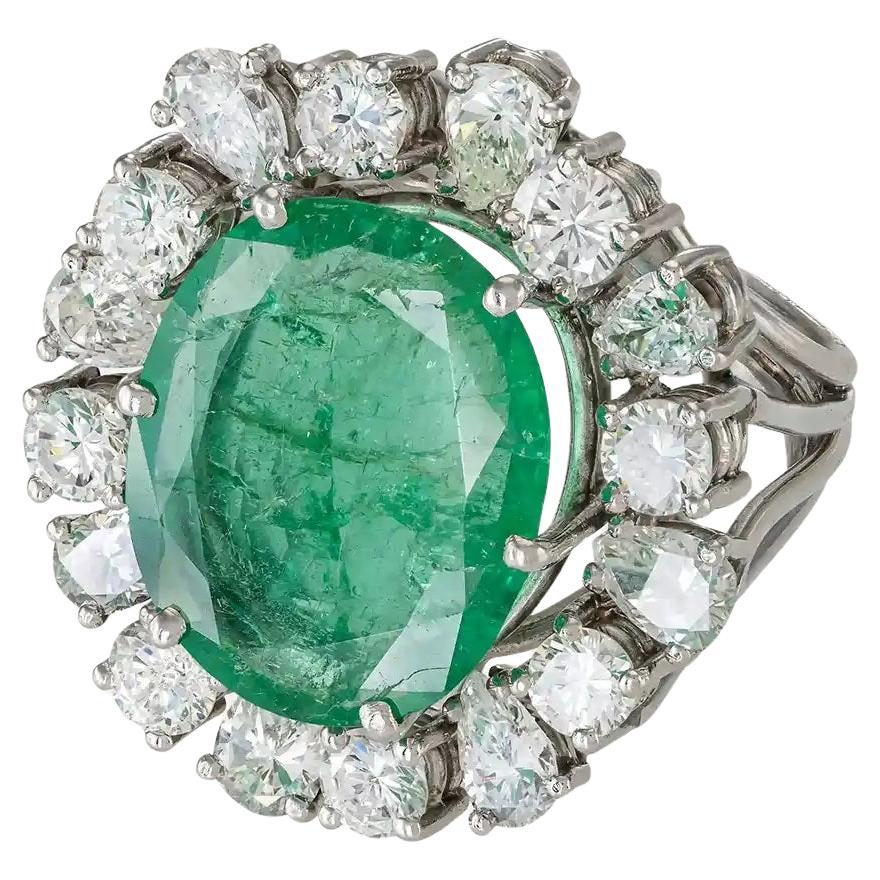 Placeholder Platinum, emerald and diamond ring