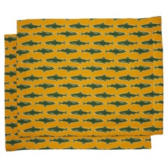 Placemat Set of 2 Como Fish Yellow, 100% Linen, by La DoubleJ, Made in Italy