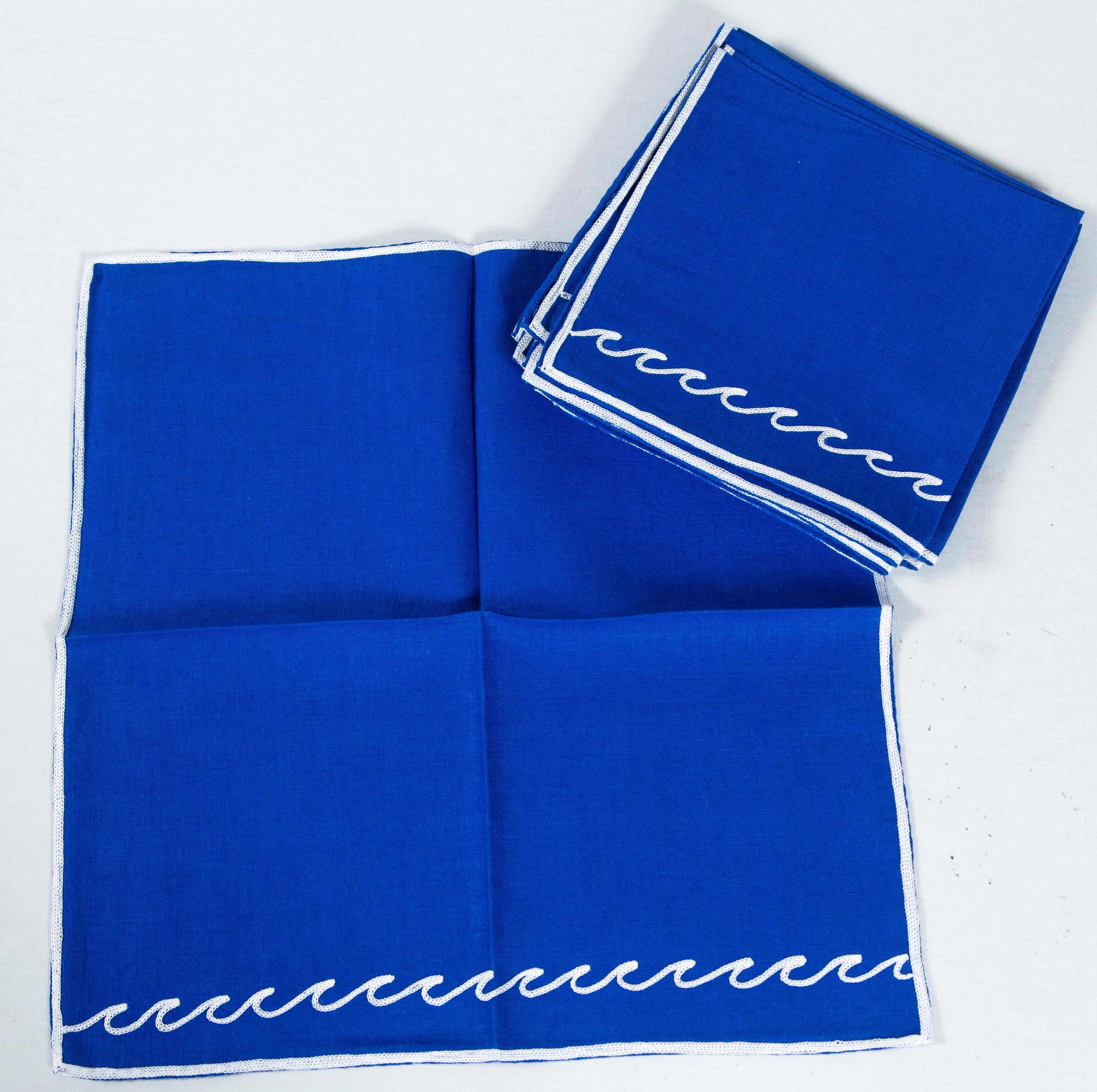 Linen Placemats/Napkins with Sea Motif For Sale