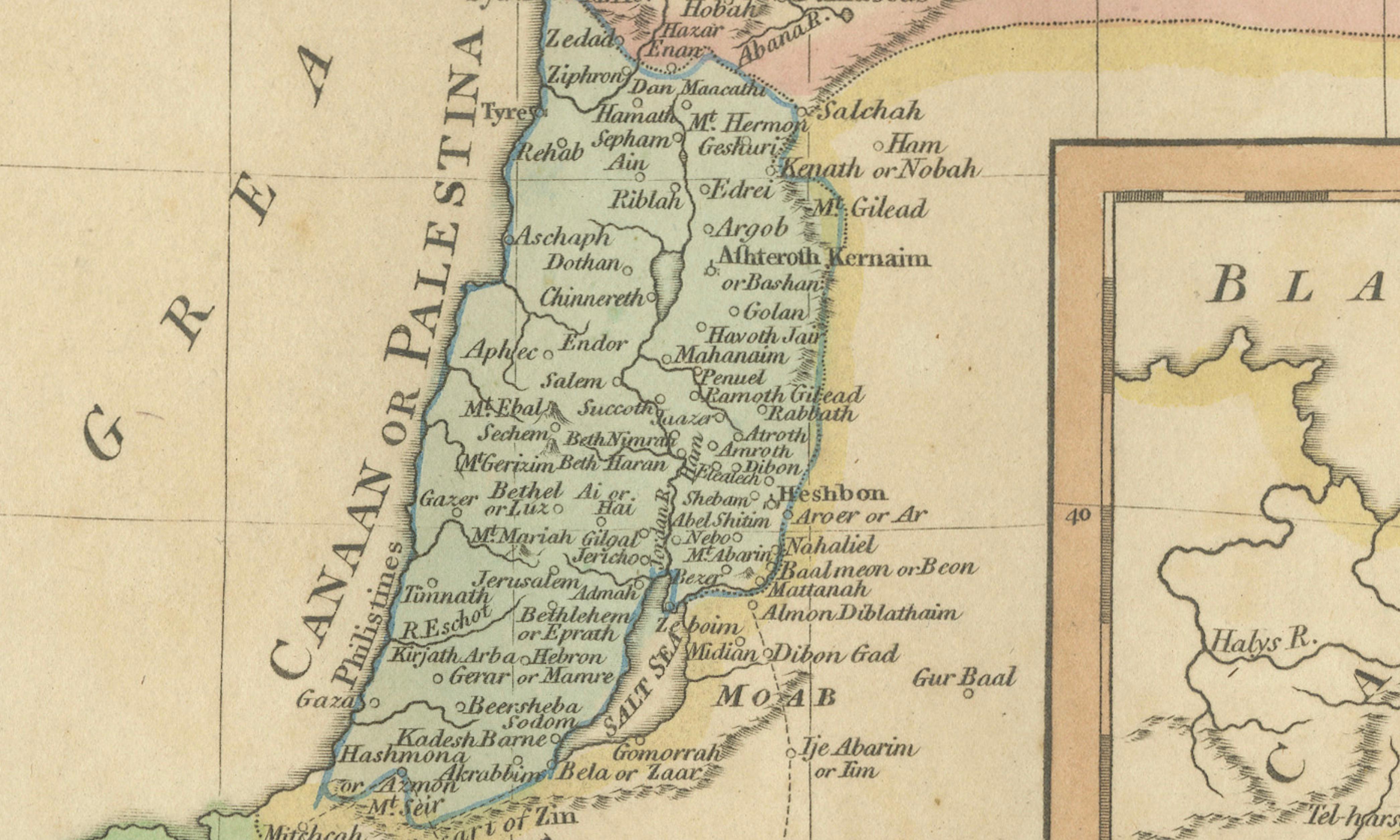 Places Recorded in the Five Books of Moses — Biblical Holy Land Map, 1827