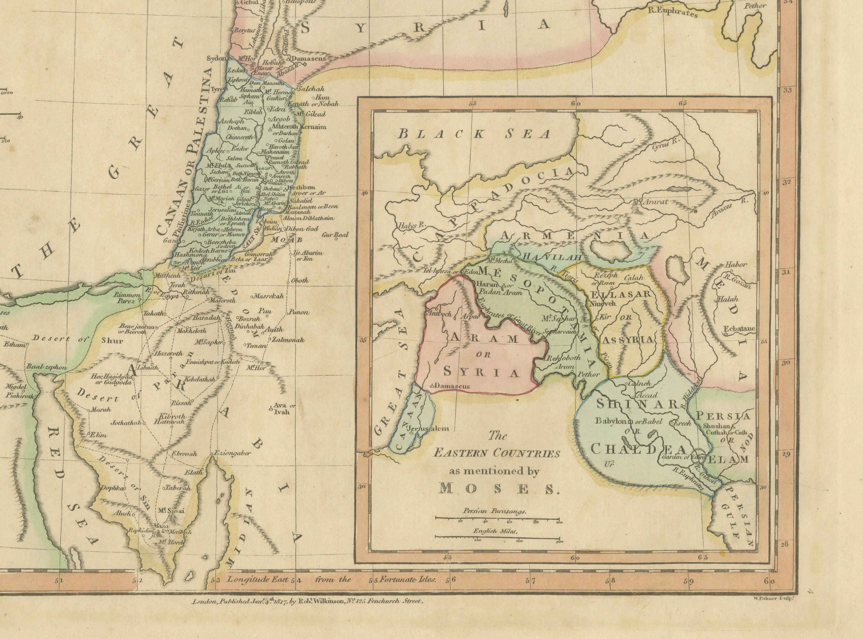 Places Recorded in the Five Books of Moses — Biblical Holy Land Map, 1827