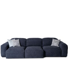 Placido Blue Fabric 3-Seater Sofa by Mantellassi 1926