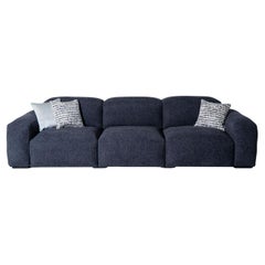 Placido Blue Fabric 3-Seater Sofa by Mantellassi 1926