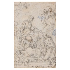 Placido Costanzi Signed 18th century Pencil Drawing on Paper