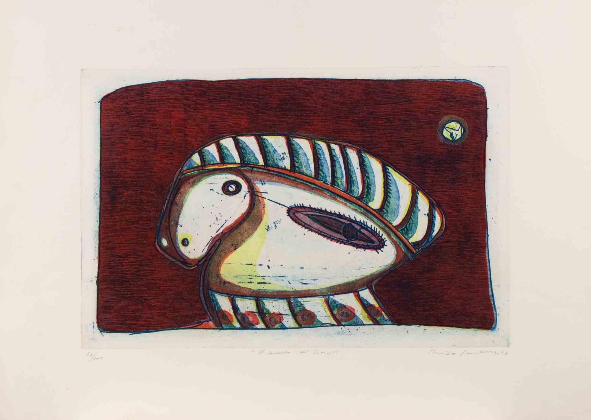 Etching on paper realized in 1976.

Hand signed and numbered in pencil.

Edition of 100.

Ver good condition.

