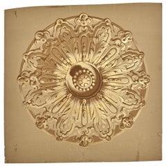 Antique "Plafond" Hand Wood Blocked on Paper with Gold Highlights by Zuber
