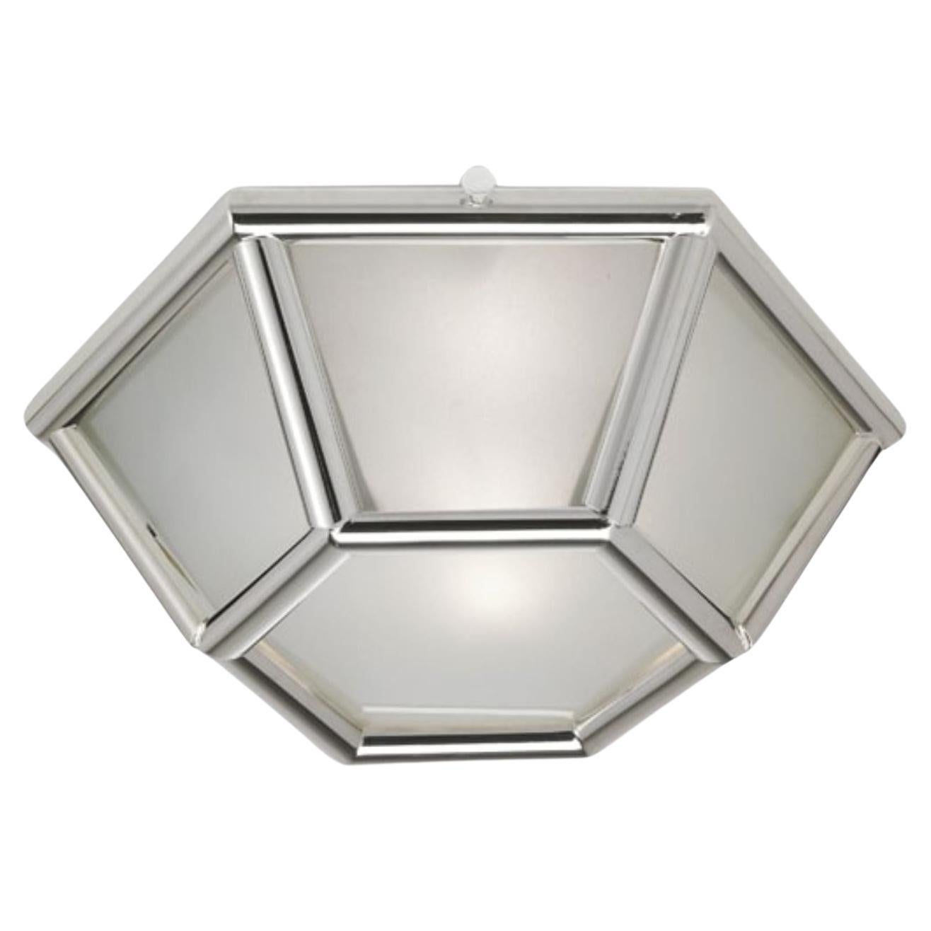 Geometry ceiling light in brass and glass For Sale