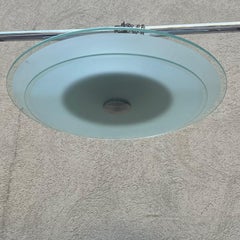 Plafoniera in Stile Decò - Doppio Disco in Vetro Satinato - Italia - Anni '80