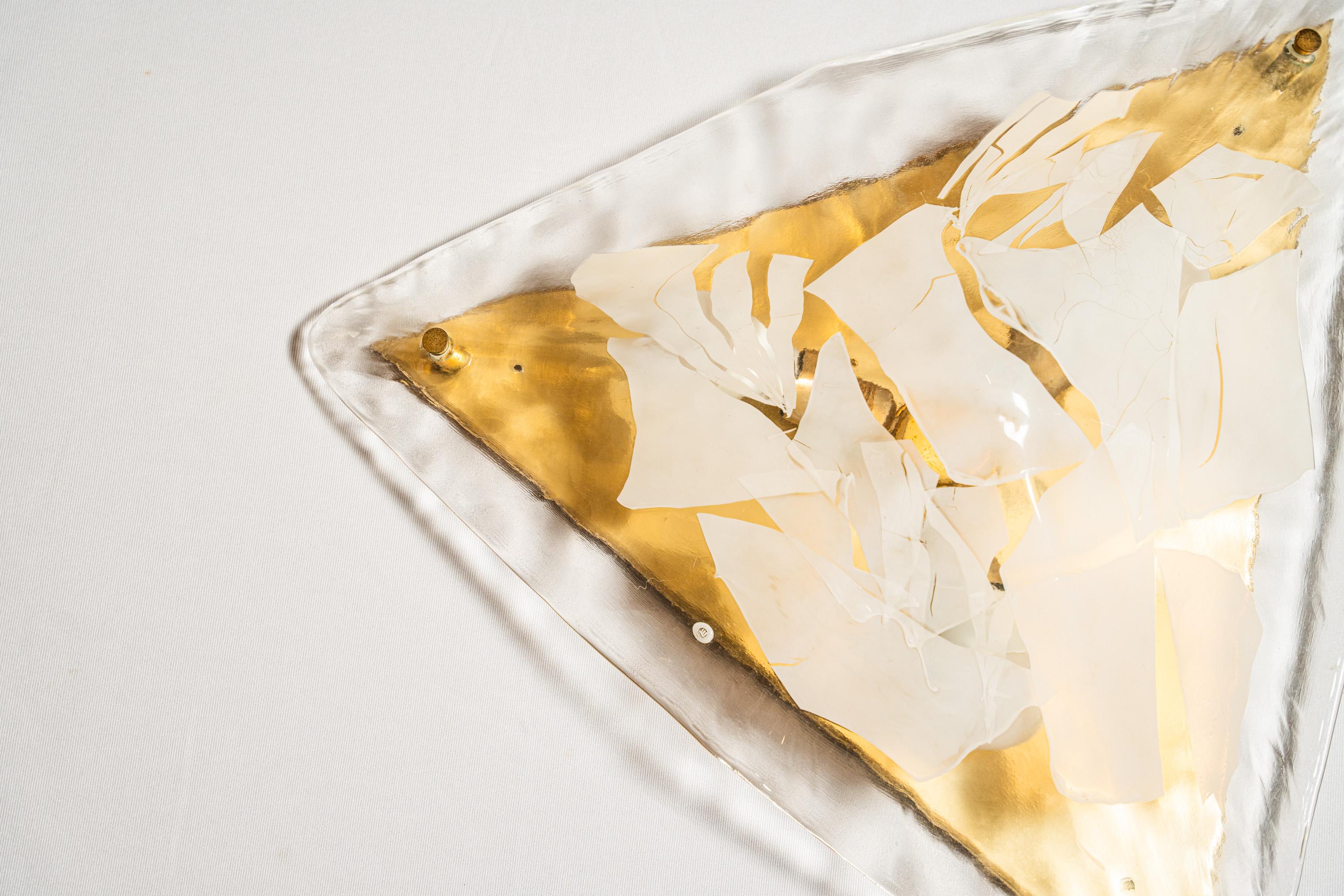 Italian Mid-Century La Murrina ceiling lamp, brass and Murano glass, Italy, 1970s For Sale