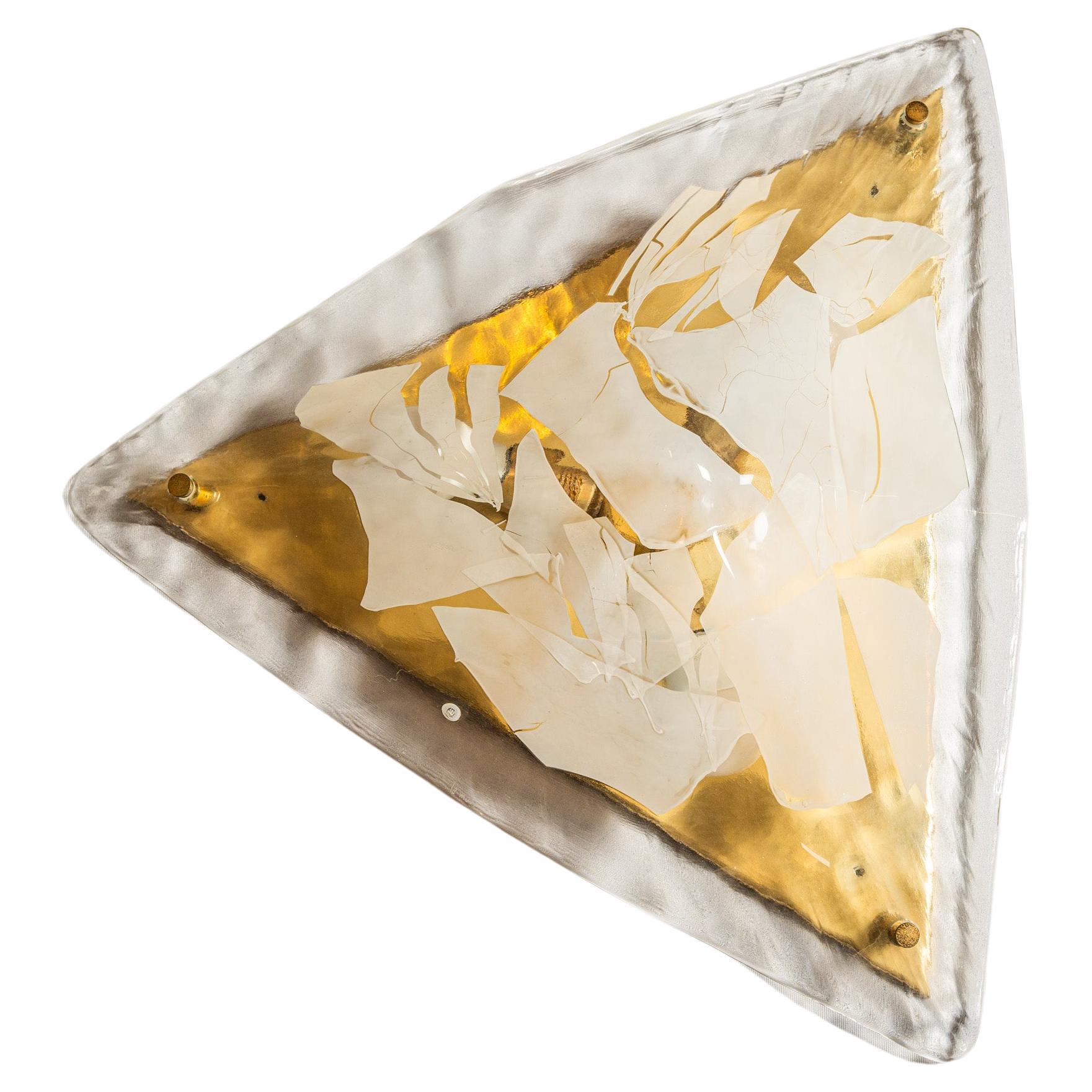 Mid-Century La Murrina ceiling lamp, brass and Murano glass, Italy, 1970s