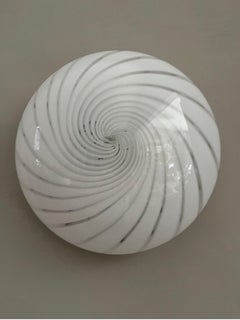 Plafoniera Murano trasparente e bianca vintage 1980 IdeA Regalo