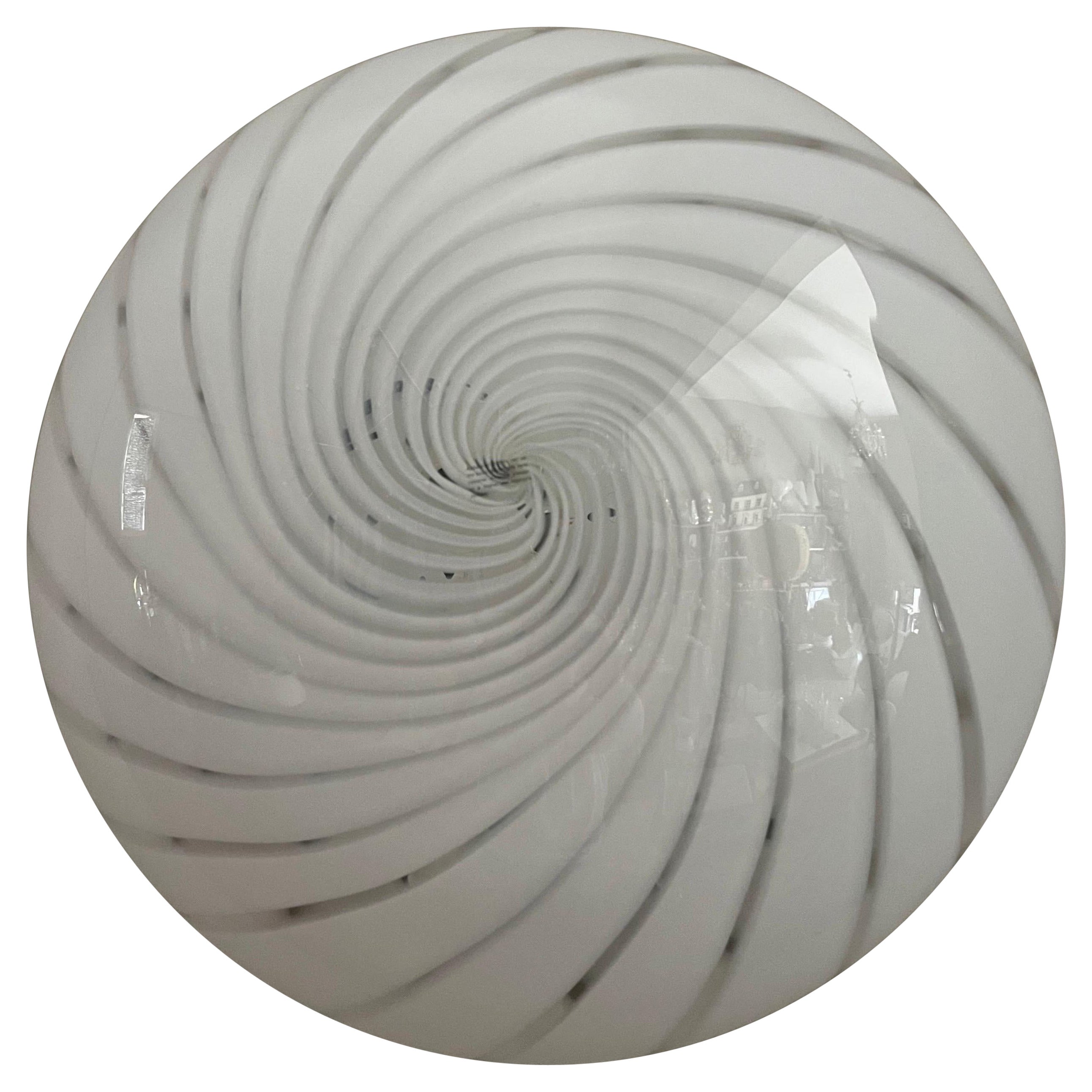 Plafoniera Murano trasparente e bianca vintage 1980 IdeA Regalo in vendita