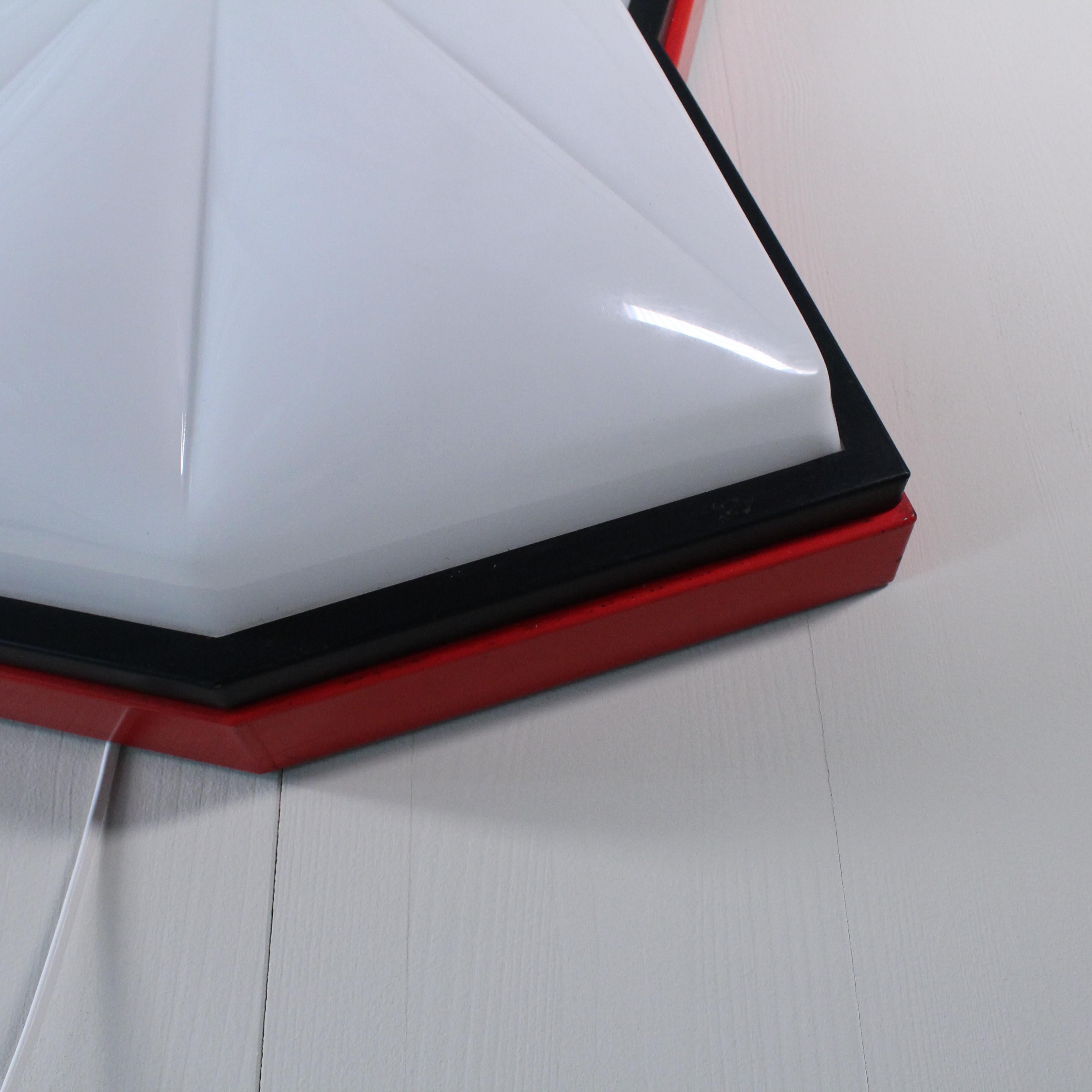 Red ceiling lamp in Space Age style, circa 1980 For Sale 1