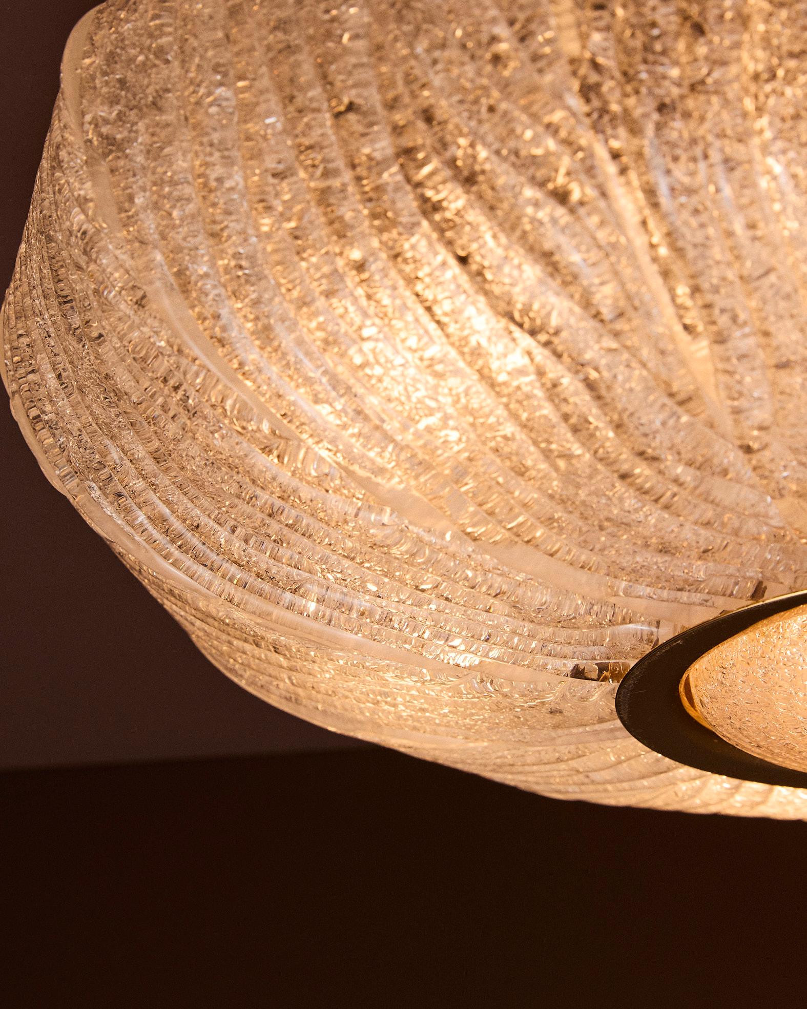 Plafoniera Royal in vetro di Murano e ottone, Barovier & Toso, Italia, 1970 ca. Latón en venta