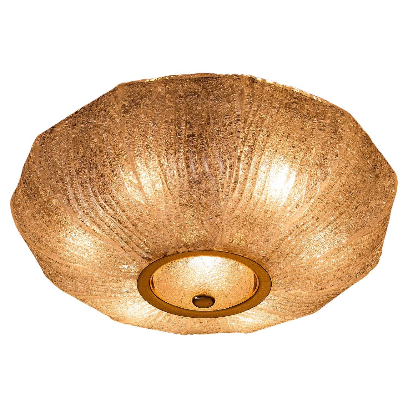 Plafoniera Royal in vetro di Murano e ottone, Barovier&Toso, Italia, 1970 ca.