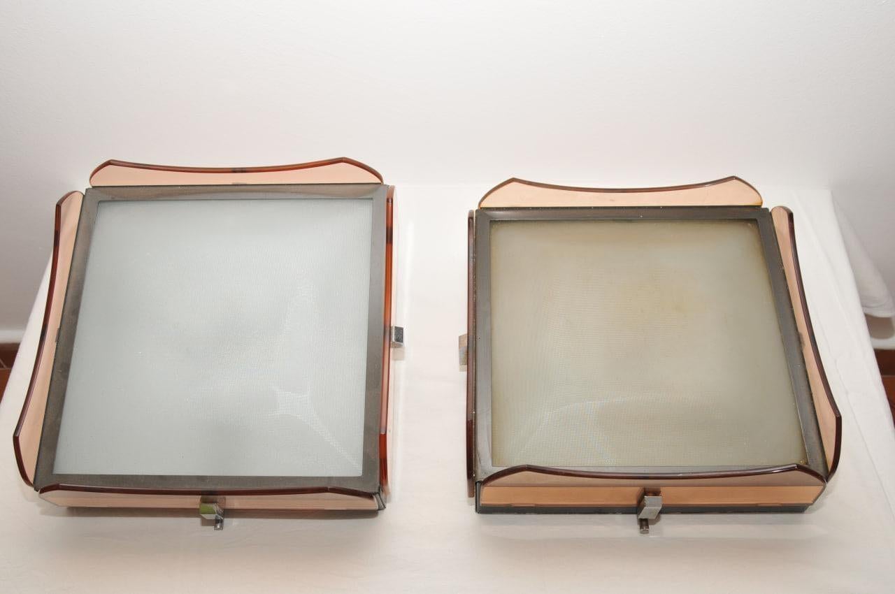 20th Century Plafoniera  Veca  Fontana Arte rosé anni 70 For Sale
