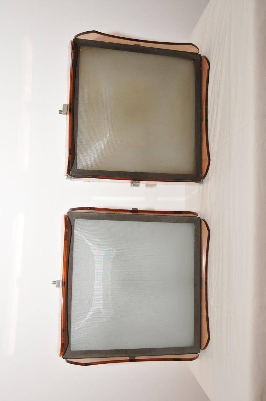 Plafoniera  Veca  Fontana Arte rosé anni 70 For Sale 1