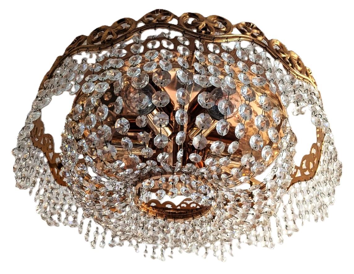 Plafonière Deckenleuchte Lüster SÖLKEN (?) mit Prismen um 1960 For Sale 3