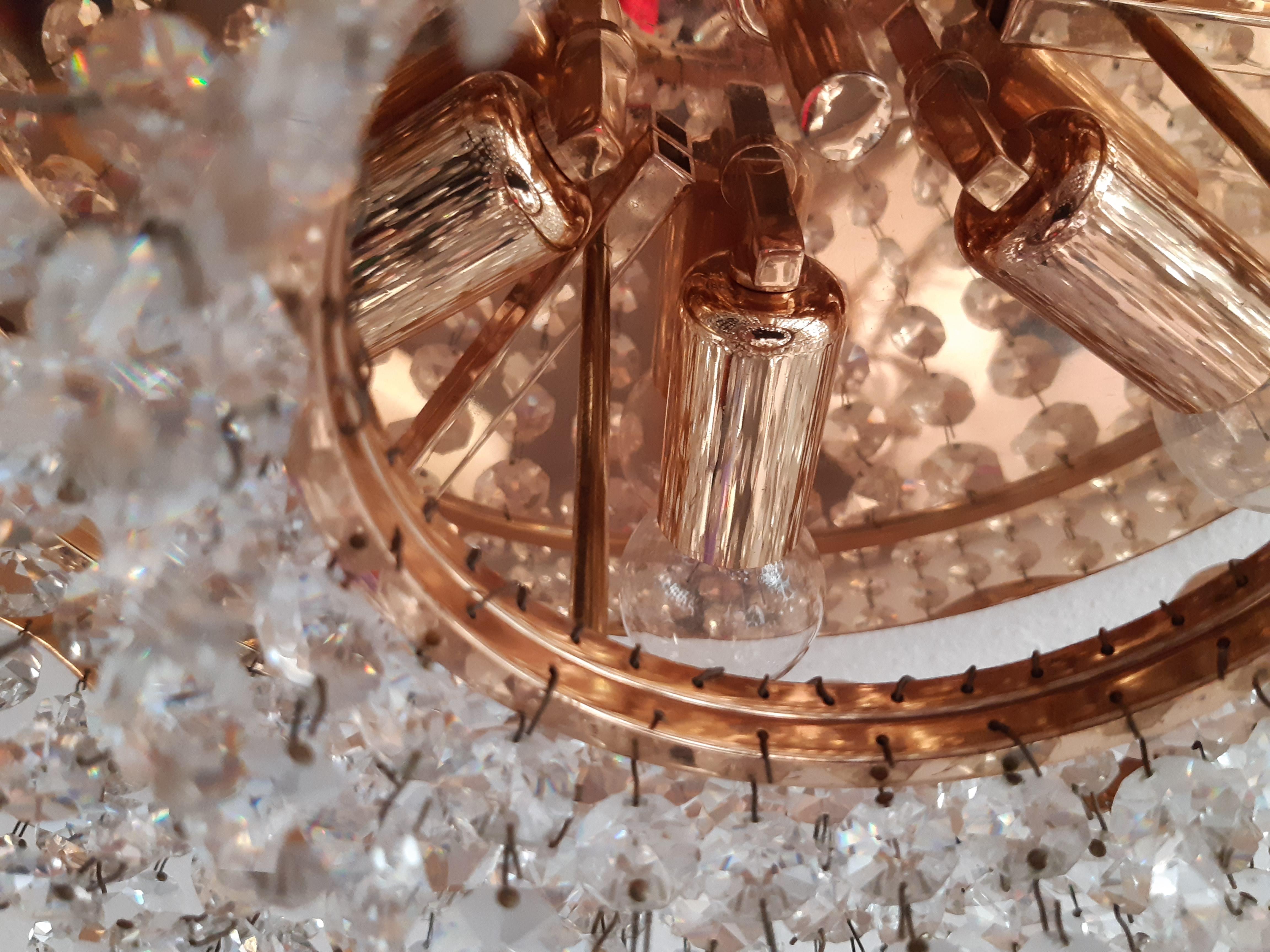 Plafonière Deckenleuchte Lüster SÖLKEN (?) mit Prismen um 1960 For Sale 2