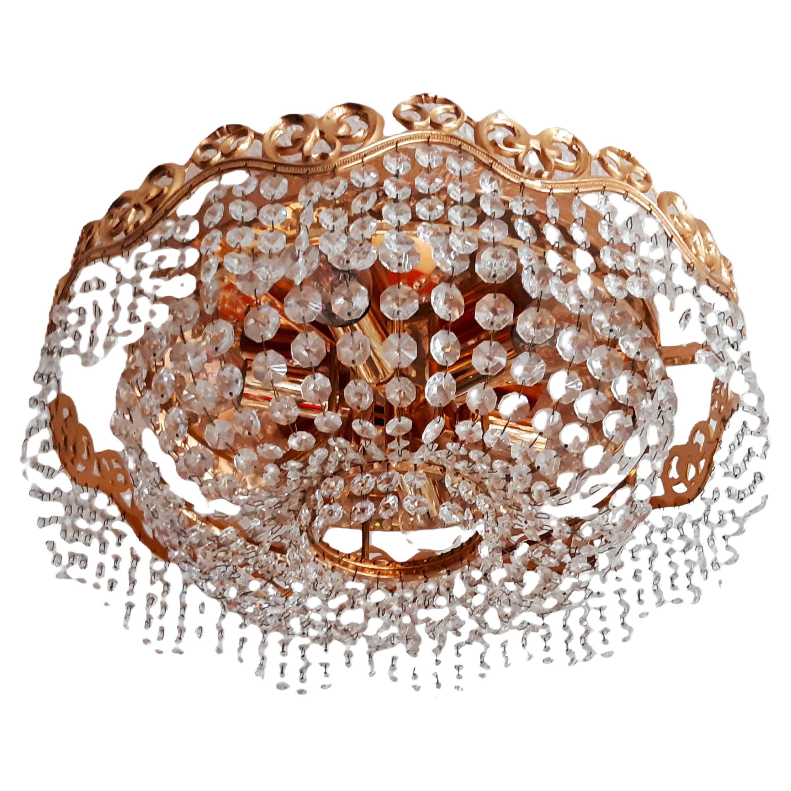 Plafonière Deckenleuchte Lüster SÖLKEN (?) mit Prismen um 1960 For Sale