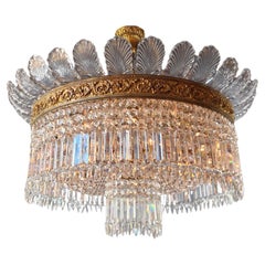 Plafonnier Lampadario di cristallo in ottone lustro da soffitto Arte Antiques Grande foglia