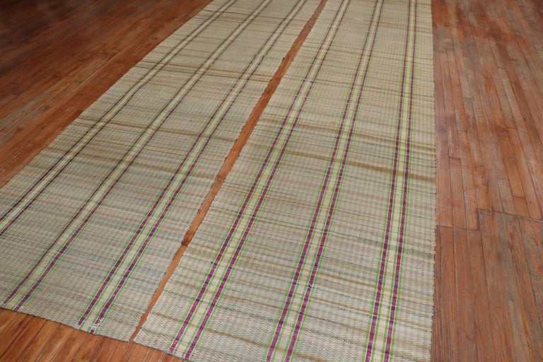 Plaid American Rag Rug Runners, Set of 2, Mid20th Century For Sale at