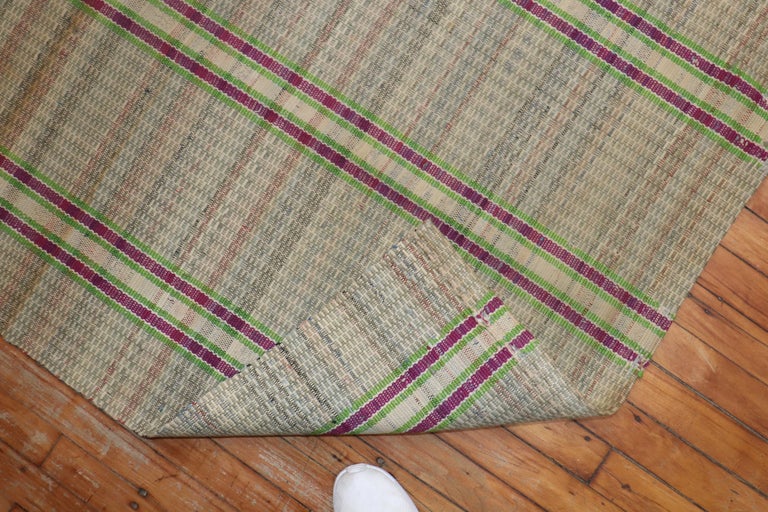 Plaid American Rag Rug Runners, Set of 2, Mid20th Century For Sale at