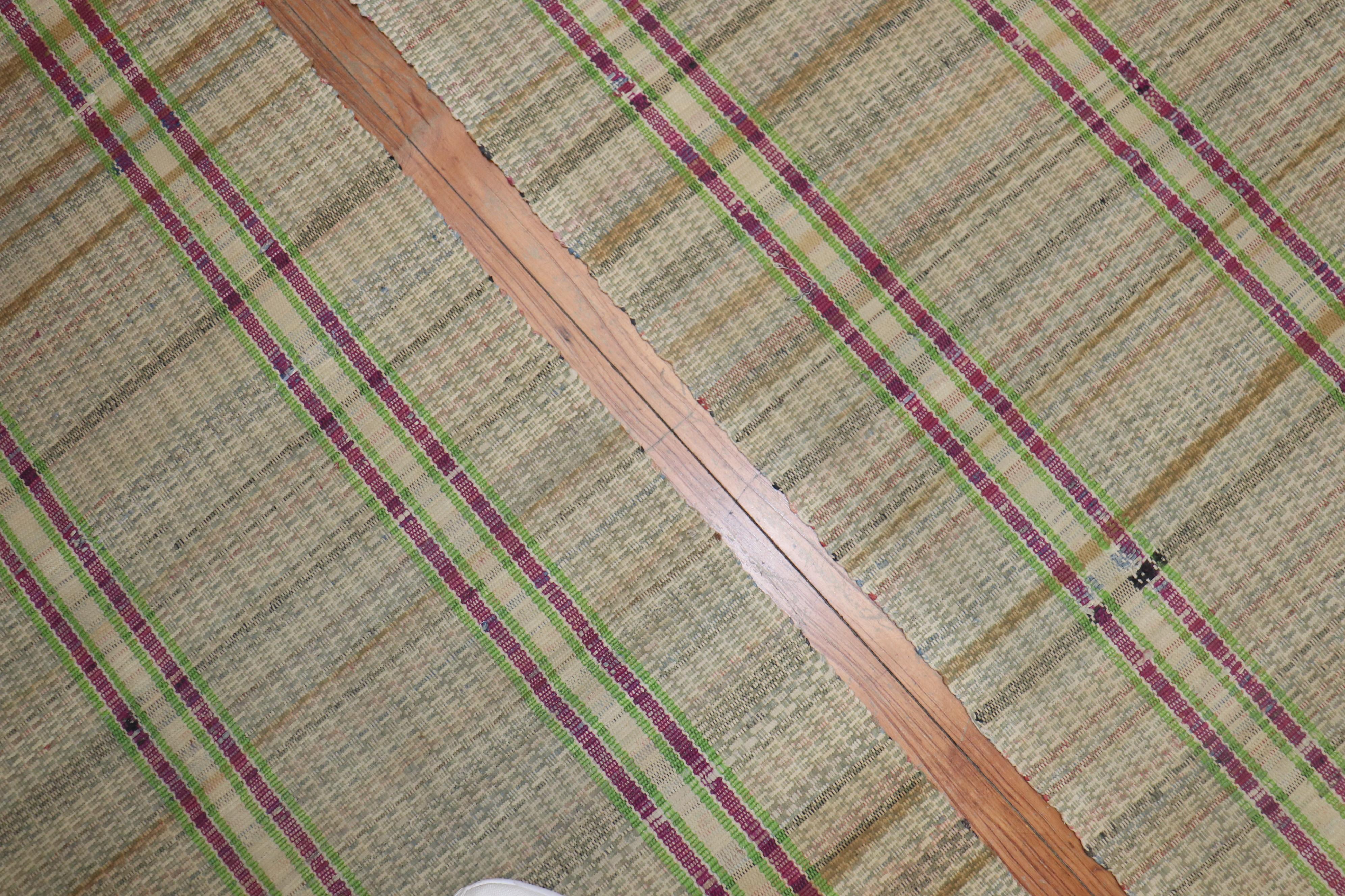 Plaid American Rag Rug Runners, Set of 2, Mid-20th Century In Good Condition For Sale In New York, NY